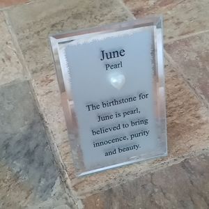 June Pearl Birthstone Stand with Saying